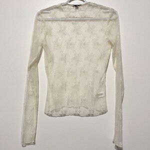 Wild Fable Sheer Mesh Lace Top S Ivory Floral Cottage Fairy Coquette Festival